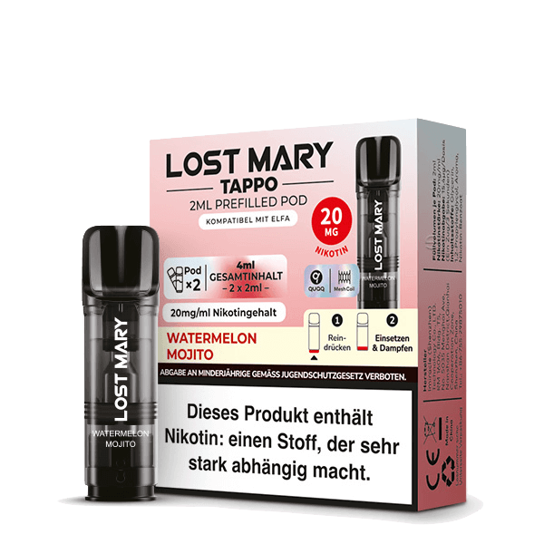 Lost Mary Tappo Pod (2er Set) - Watermelon Mojito (Wassermelone Mojito) Einweg Pod-System - EAN 4262445571651 - von vape-dealer.de