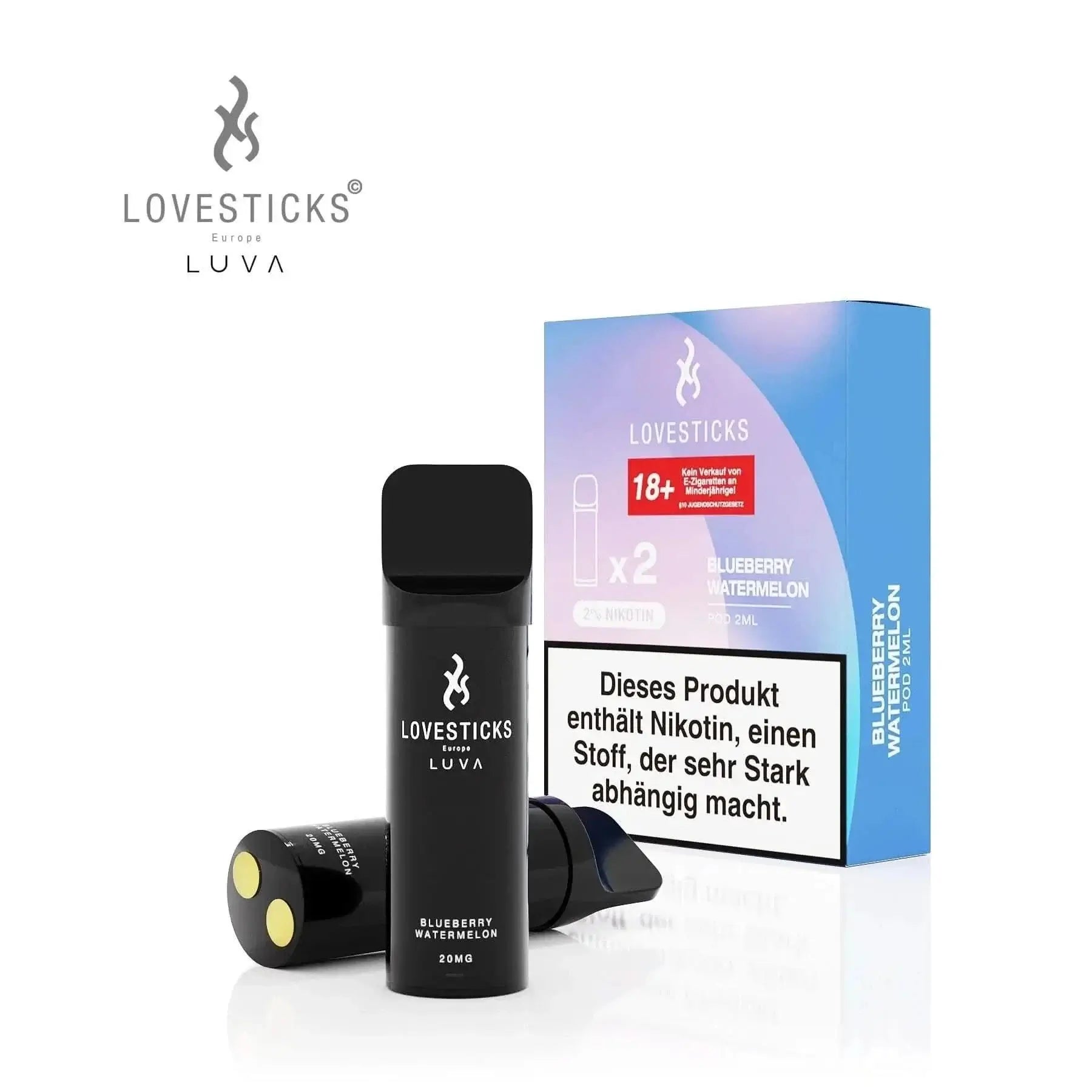 Lovesticks Luva Pod (2er Set) - Blueberry Watermelon (Blaubeere Wassermelone)| Einweg Pod-System - EAN 9508874558241 - von vape-dealer.de