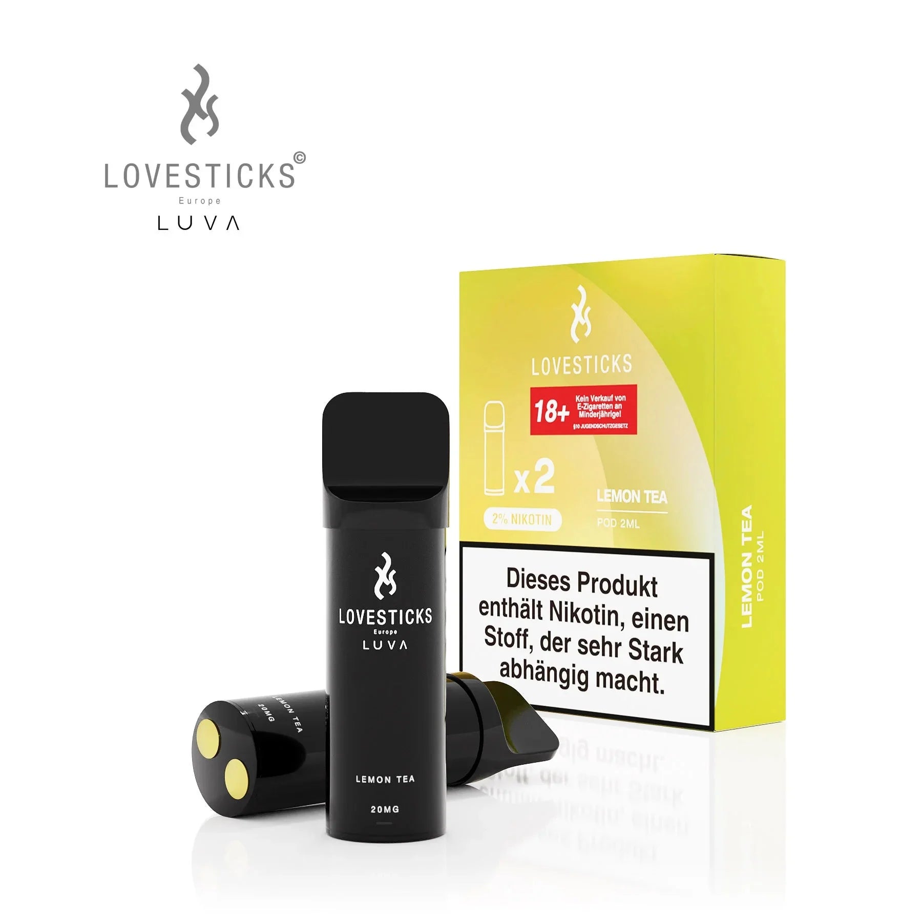 Lovesticks Luva Pod (2er Set) - Lemon Tea (Zitronentee) Einweg Pod-System - EAN 95063637332611 - von vape-dealer.de