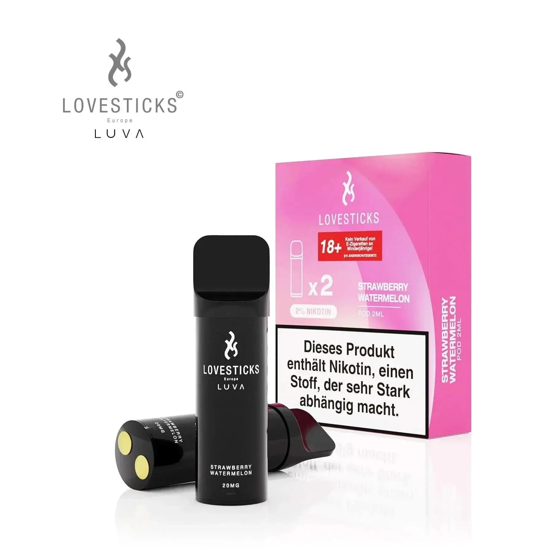 Lovesticks Luva Pod (2er Set) - Strawberry Watermelon (Erdbeere Wassermelone) Einweg Pod-System - EAN 9505729842272 - von vape-dealer.de