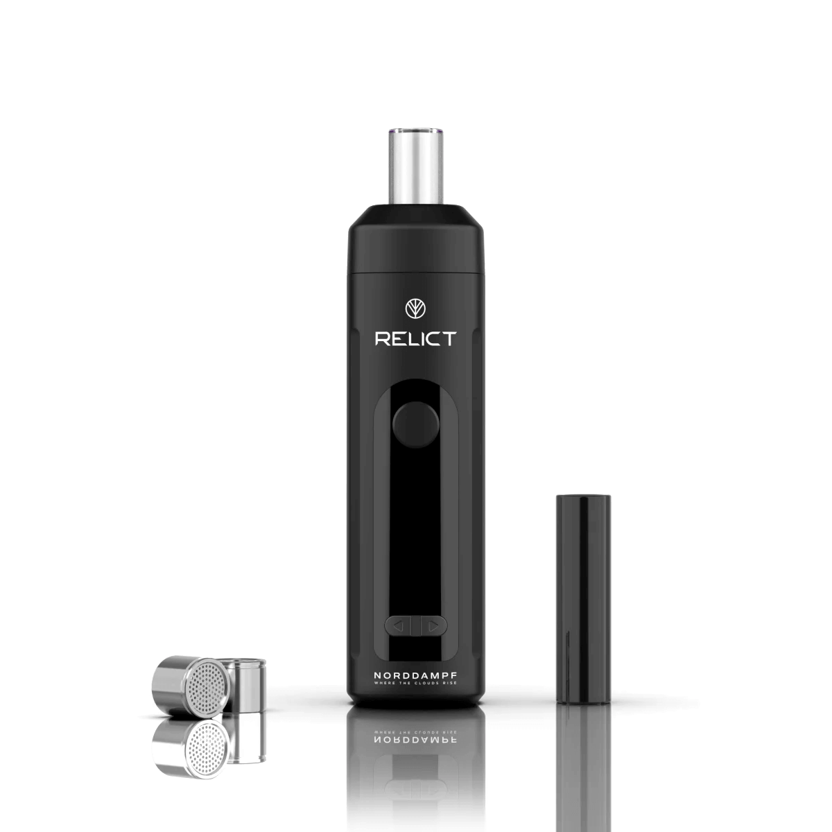 Alt Tag: Norddampf Relict Vaporizer in Tiefschwarz – ein eleganter Begleiter für deine stilvollen Abende.