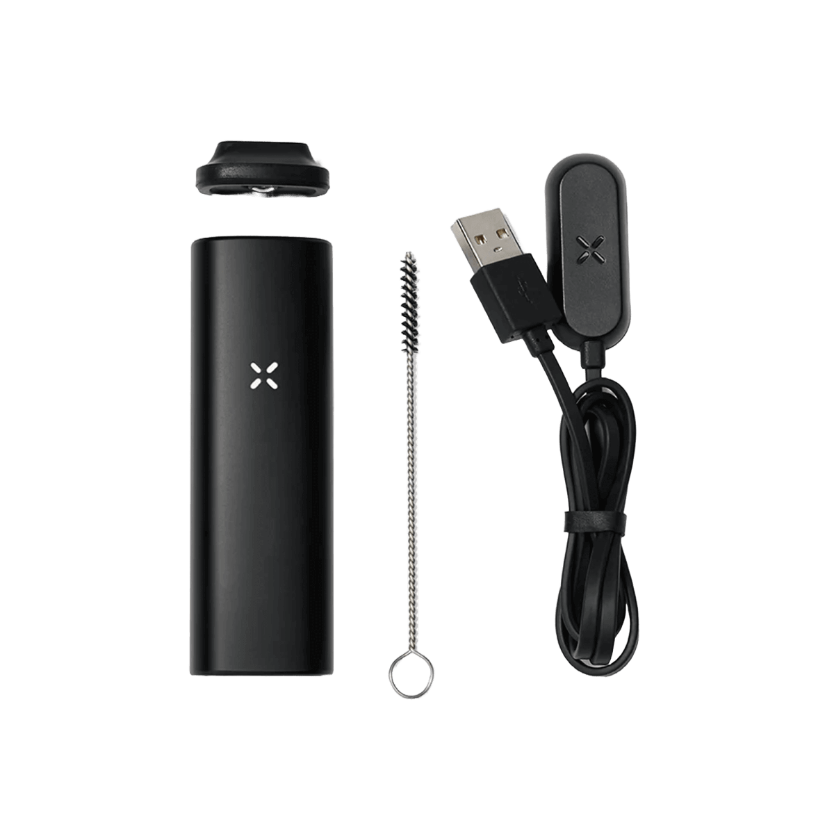 Kompakter PAX MINI Vaporizer in edlem Onyx mit Zubehör – Dein perfekter Begleiter, stilvoll und technologisch fortschrittlich.