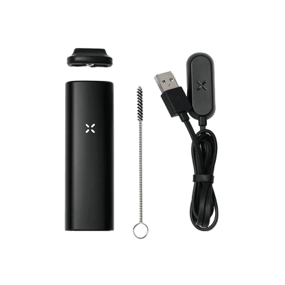 Kompakter PAX MINI Vaporizer in edlem Onyx mit Zubehör – Dein perfekter Begleiter, stilvoll und technologisch fortschrittlich.