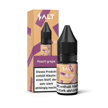 Pfirsich Traube Liquid für süßes, fruchtiges Dampferlebnis. Entdecke samtigen Pfirsich und saftige Traube! 10ml Flasche abgebildet.