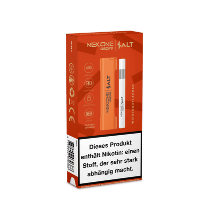 Nexione Basisgerät in leuchtendem Amber-Orange, ideal für deine entspannten Dampf-Abenteuer mit warmen Herbst-Feeling.