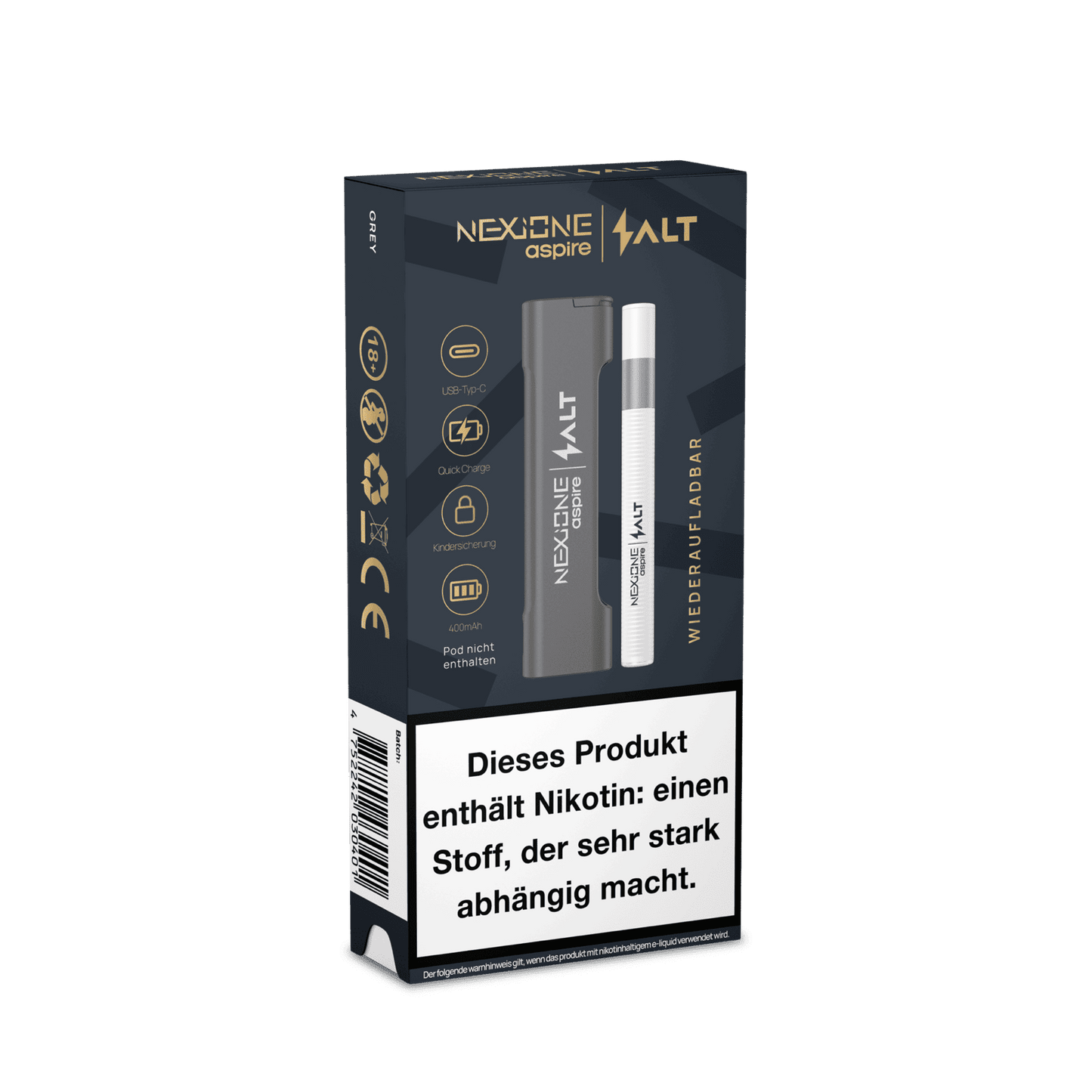 Alt Tag: Entdecke den stilvollen grauen Salt Nexione Basisgerät, einfach und diskret zu nutzen, ideal für jedes Abenteuer.