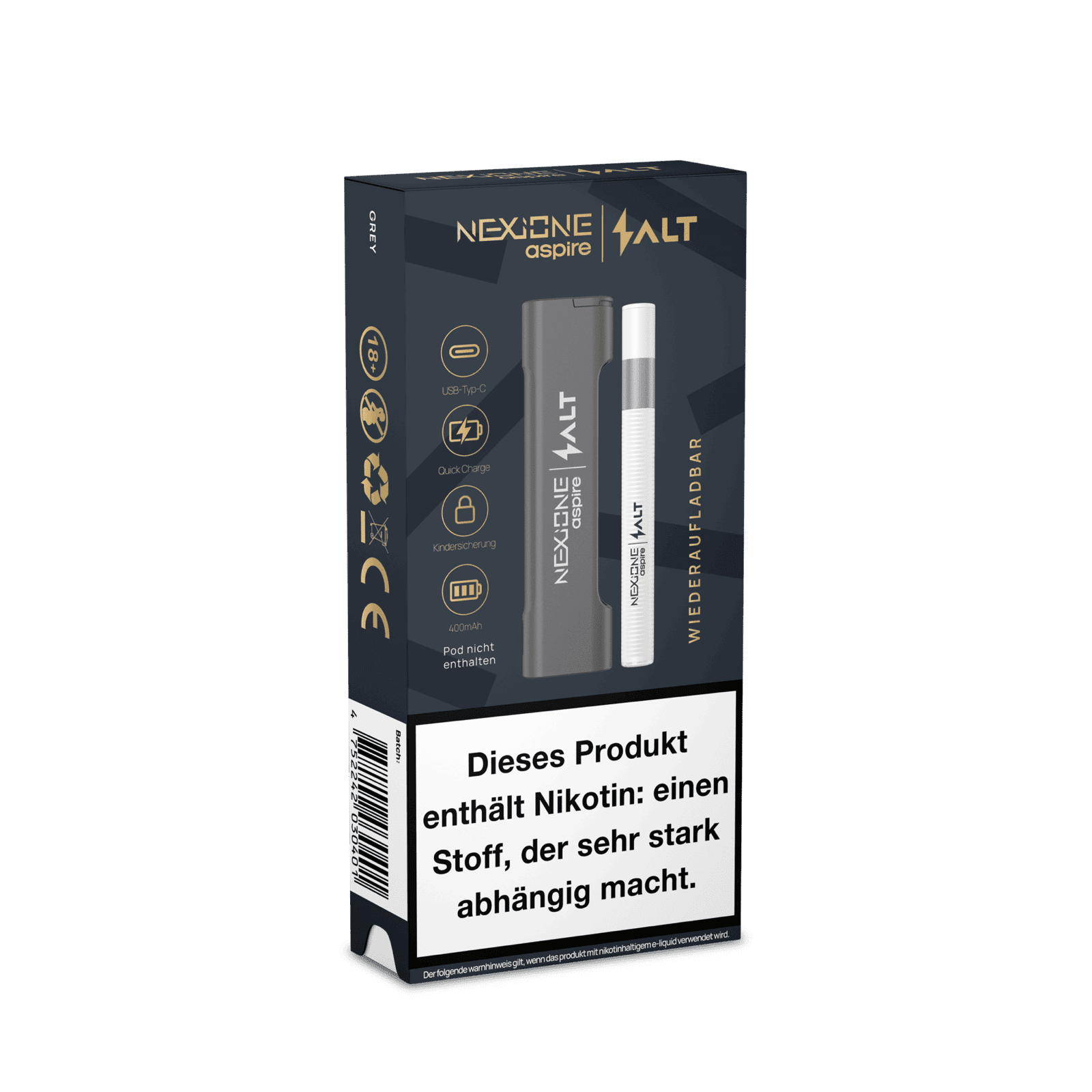 Alt Tag: Entdecke den stilvollen grauen Salt Nexione Basisgerät, einfach und diskret zu nutzen, ideal für jedes Abenteuer.
