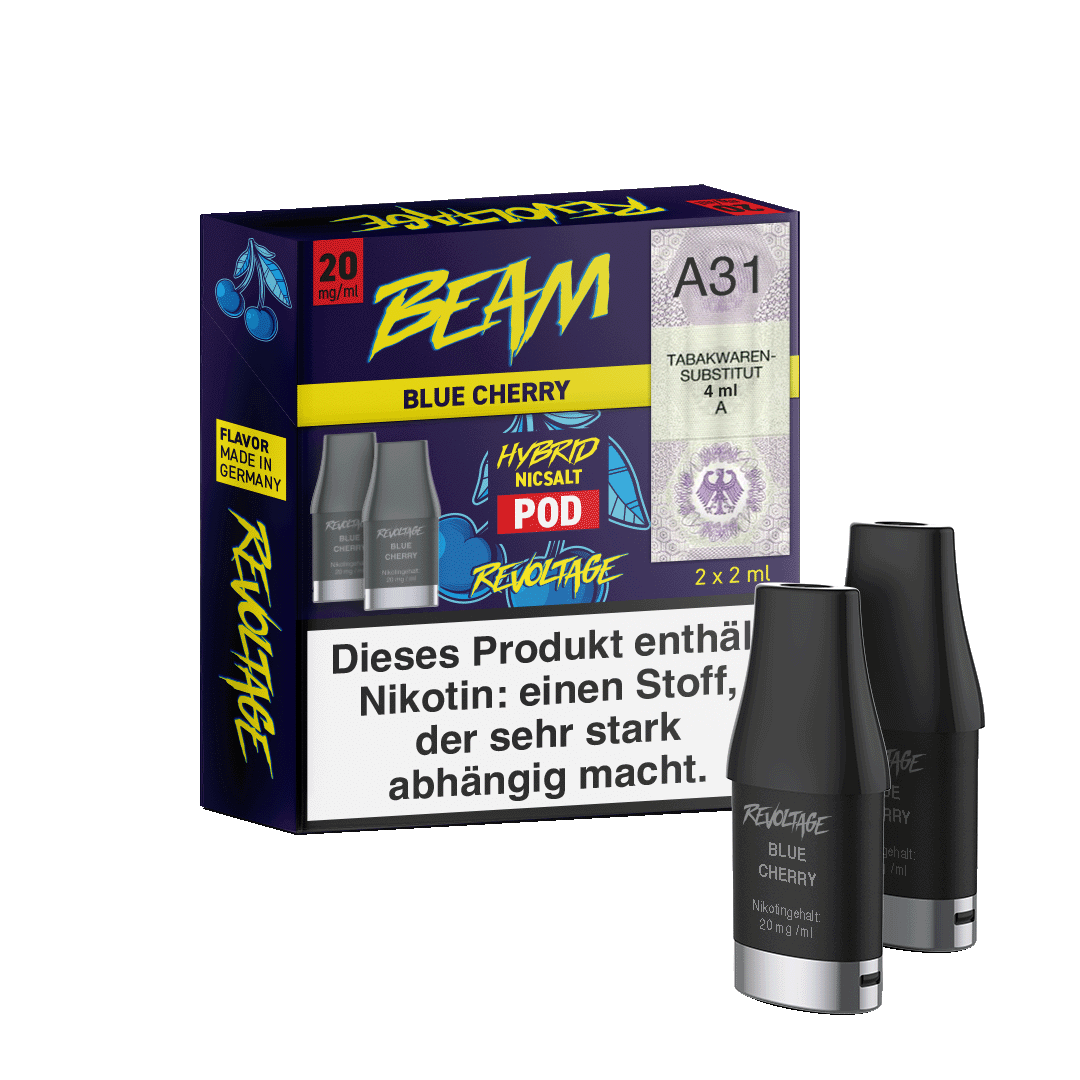 Revoltage Beam Pod (2er Set) - Blue Cherry (Blaubeeren Kirsche) Einweg Pod-System - EAN 4262369981857 - von vape-dealer.de