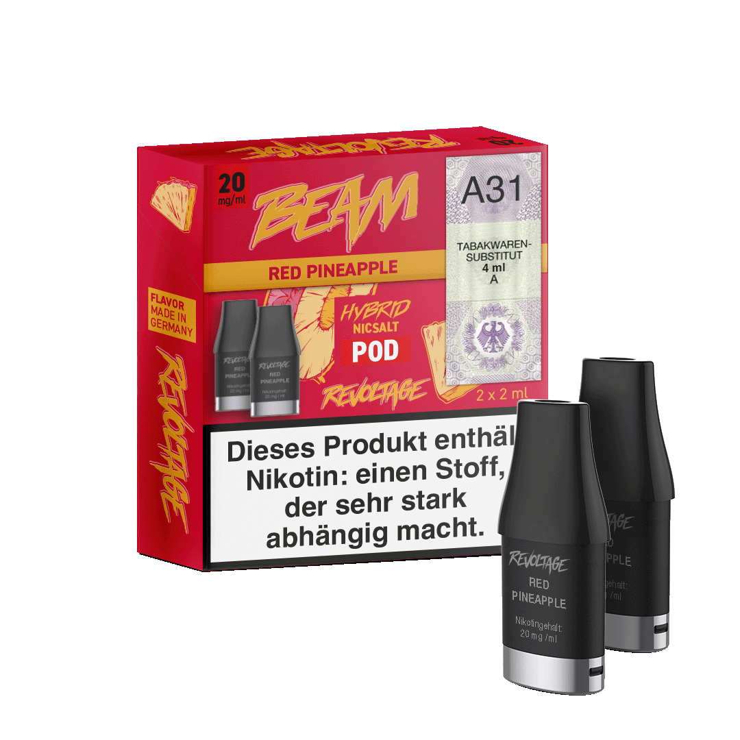 Beam Pod 2er Set - Rote Ananas, tropisches Vape-Aroma, Erlebnis für Dampfsession.