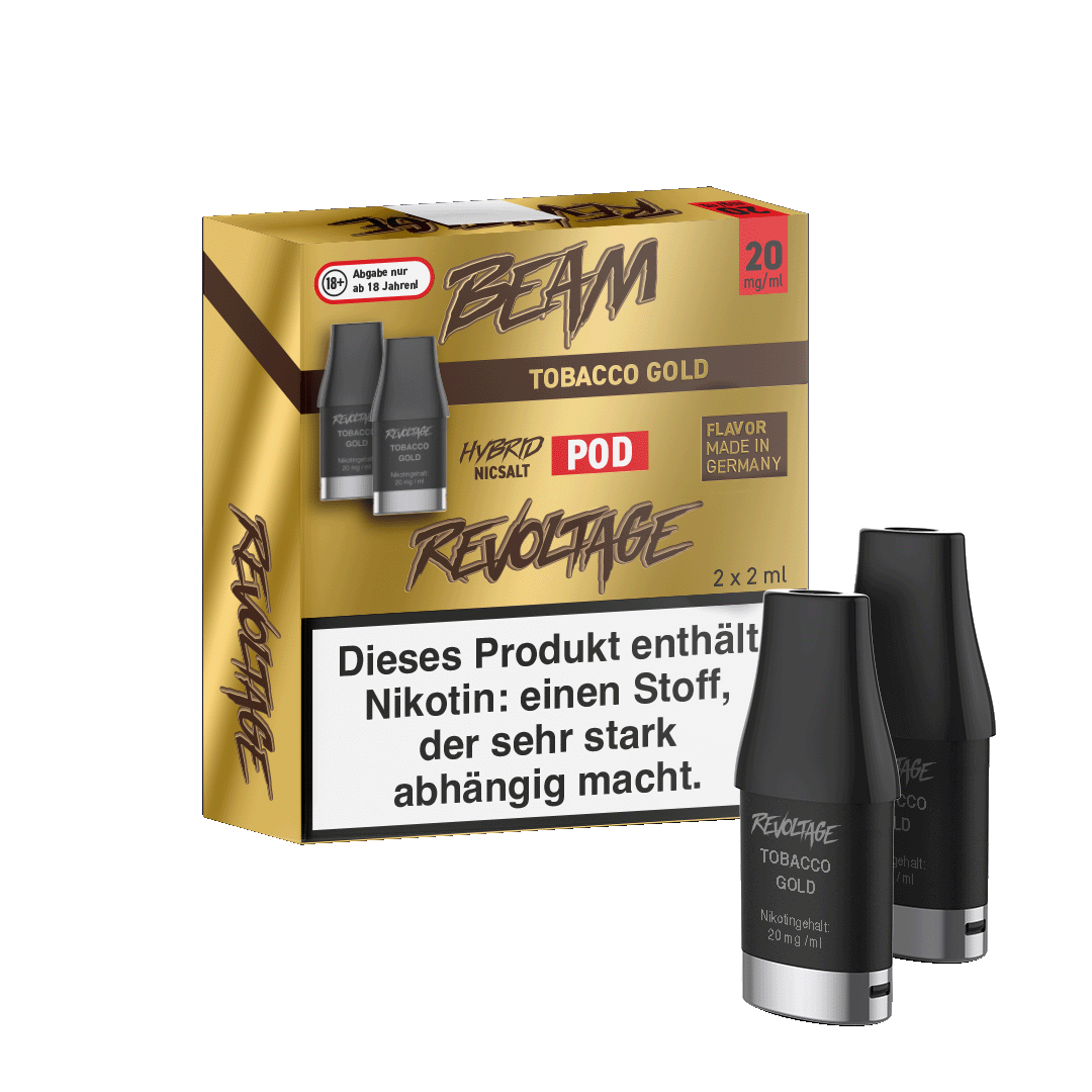 Revoltage Beam Pod (2er Set) - Tobacco Gold (Tabak Nuss) Einweg Pod-System - EAN 4262369982151 - von vape-dealer.de