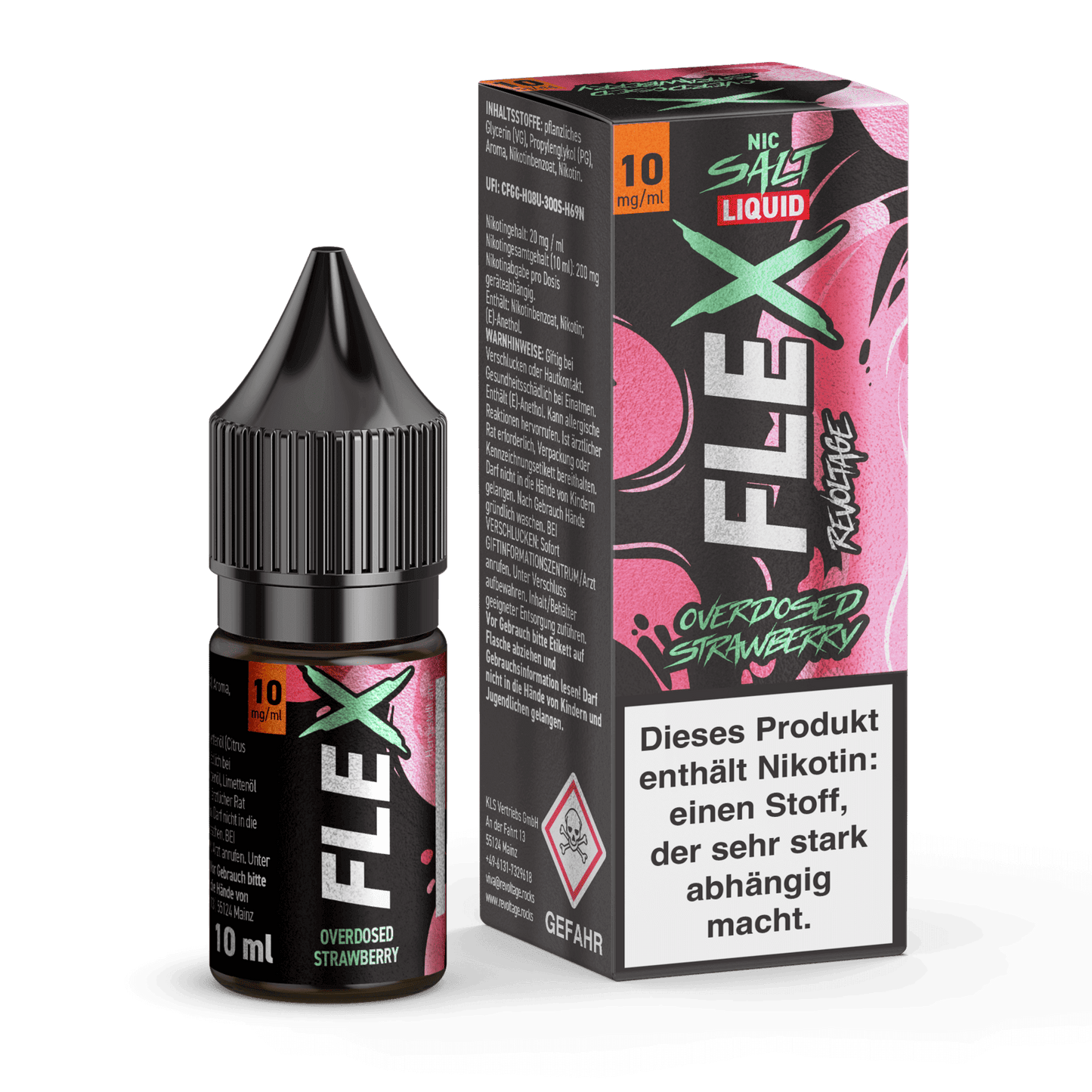 Flex Overdosed Liquid Erdbeere - Fruchtig, süß und nie langweilig. Perfekt für deinen Tag, vom Morgen bis zum Abend.