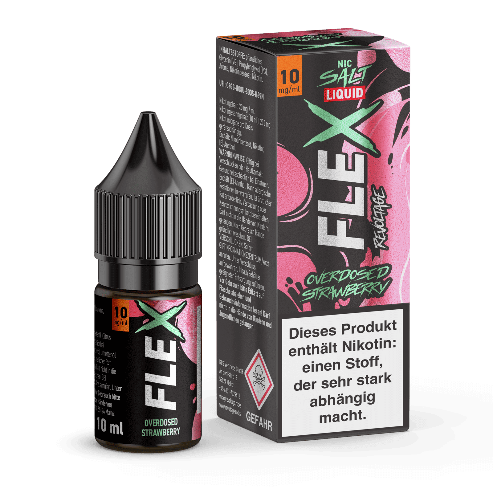 Flex Overdosed Liquid Erdbeere - Fruchtig, süß und nie langweilig. Perfekt für deinen Tag, vom Morgen bis zum Abend.