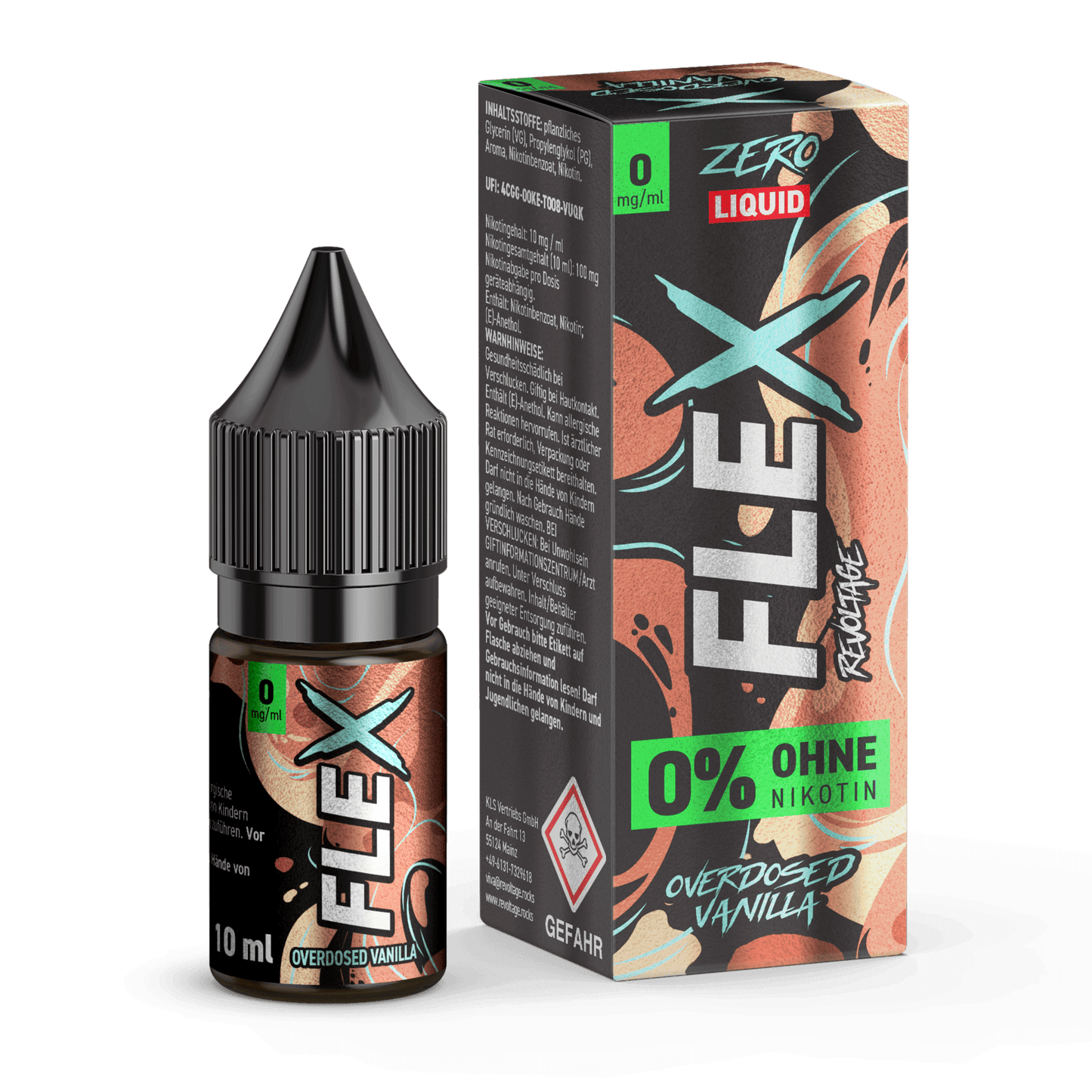 Flex Overdosed Liquid Vanille 0mg, verführerisch süß, entspannende Vanillenoten, dein Begleiter für gemütliche Momente.