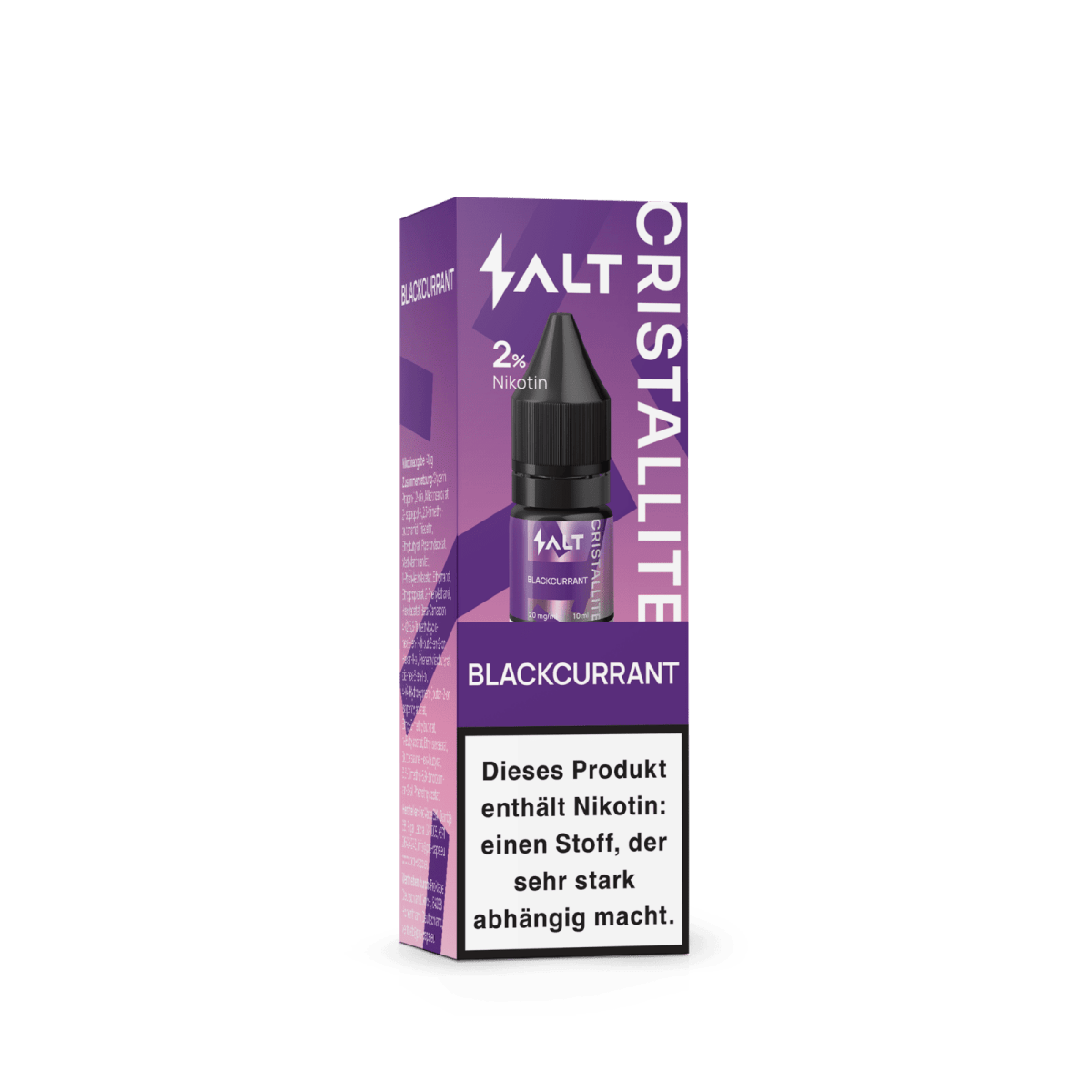 Alt Tag: Salt Cristallite Liquid Blackcurrant - Genieße intensiven Johannisbeergeschmack für deine E-Zigarette.