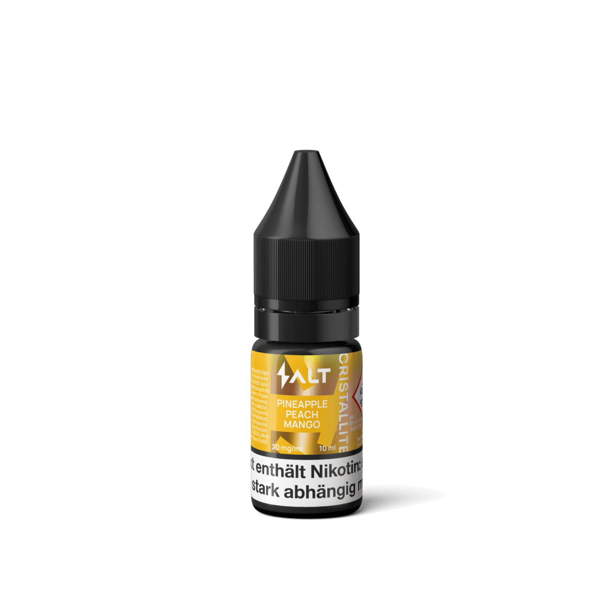 Cristallite Liquid Flasche - Ananas Pfirsich Mango Nikotinsalz für E-Zigaretten, tropisches Geschmackserlebnis genießen.