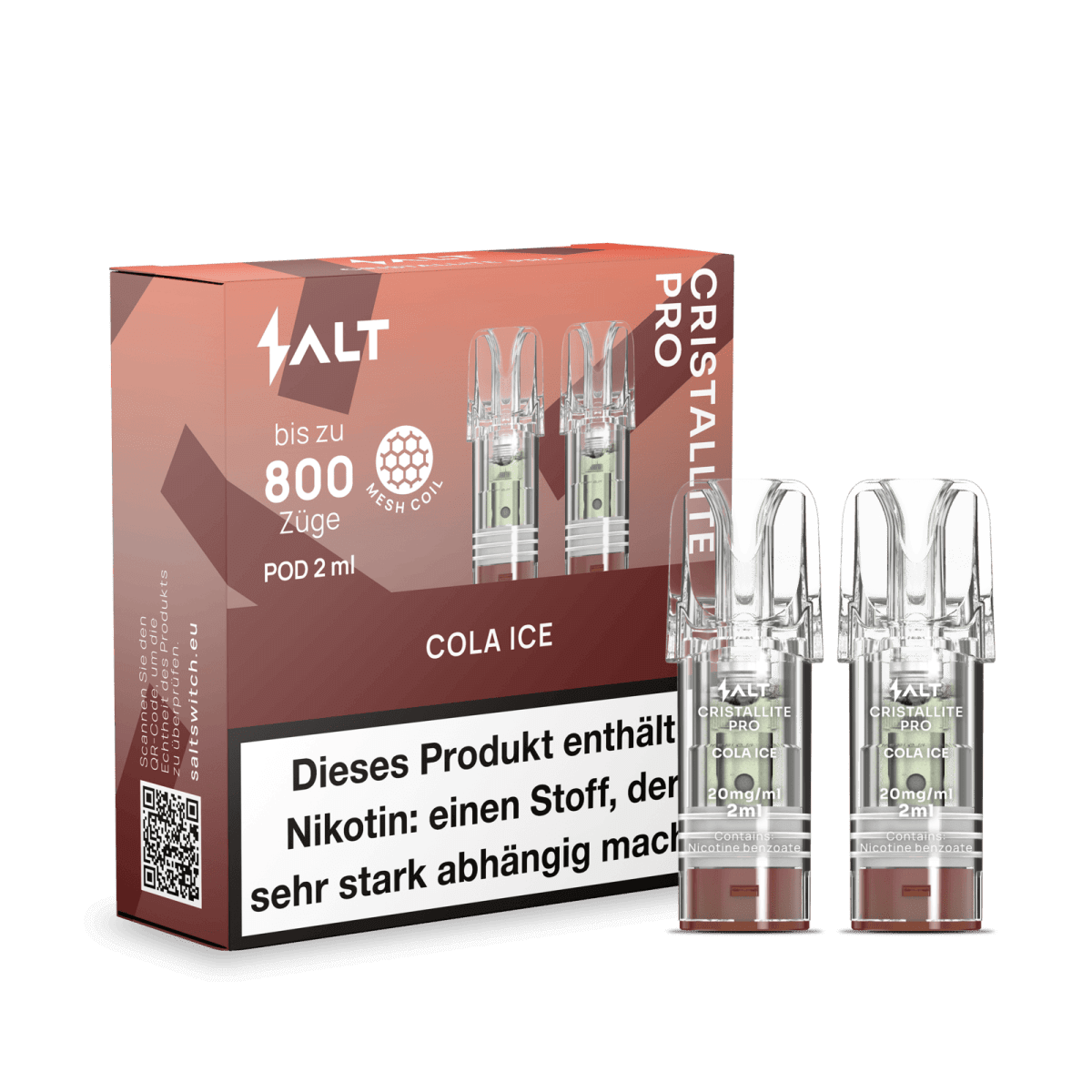 Erlebe Cola Ice mit Menthol-Note im Cristallite Pro Pod Set – bis zu 800 Züge ultimativer Frischekick! Dein Must-Have-Vape-Erlebnis.