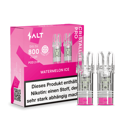 Erlebe mit dem Salt Cristallite Pro Pod Watermelon Ice einen frischen Mix aus süßer Wassermelone und kühler Mentholbrise.