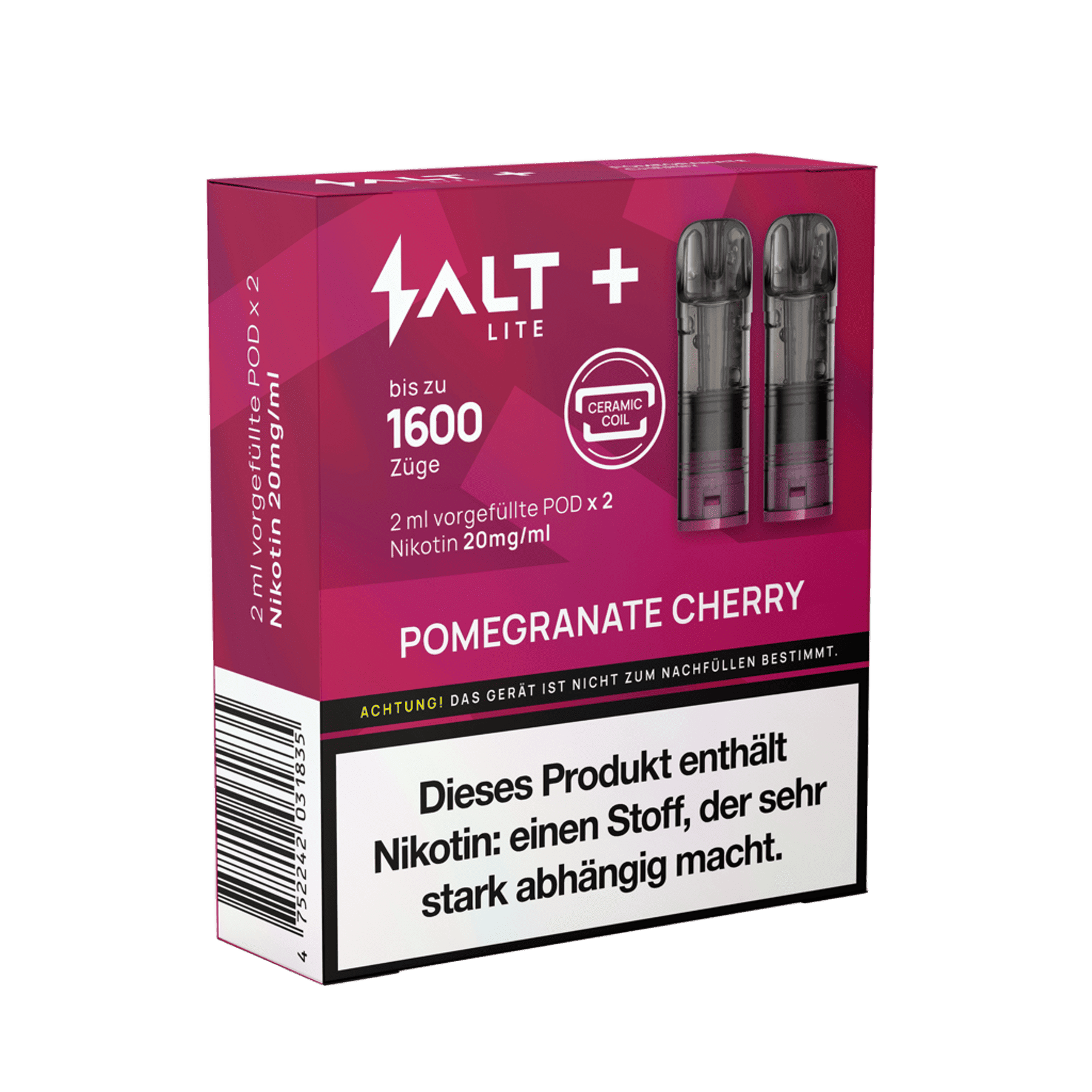 Alt Tag: Salt+ Lite Pod Pomegranate Cherry 2er Set, entspannter Genuss im Taschenformat, 1600 Züge herrlich fruchtiger Geschmack