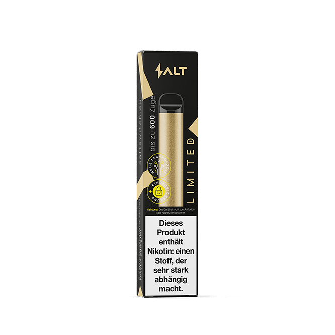 Salt Switch LIMITED in Gold, versprüht Grapefruit-Erdbeere Aroma. Stilvoll und immer bereit deine Wünsche zu erfüllen.