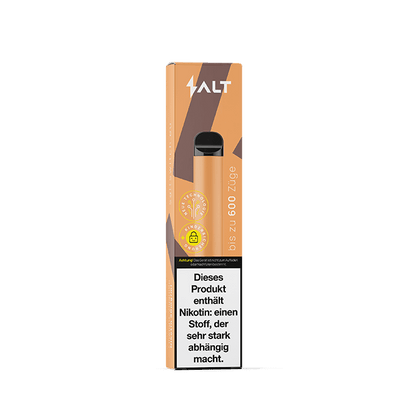 Verpackung der Salt Switch Pfirsich Ice mit Nikotinwarnung, ideal für die erfrischende Sommerstimmung am Strand.