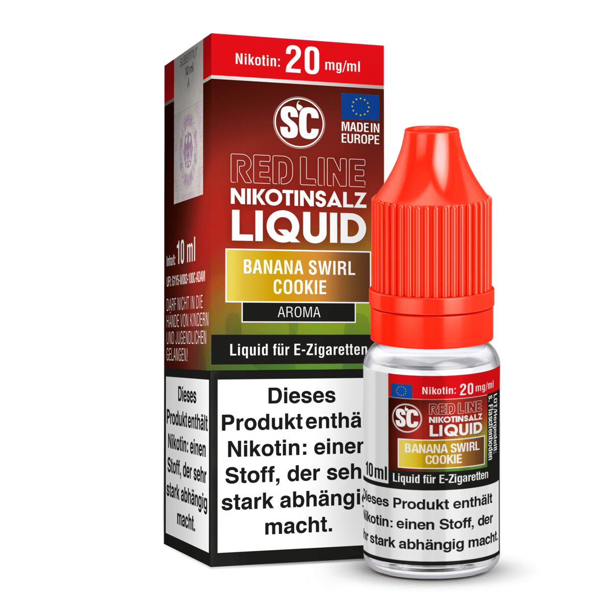SC Liquids Red Line - Banana Swirl Cookie (Banane Keksstrudel) 2% Nikotinsalz Liquid - EAN 4255606787152 - von vape-dealer.de