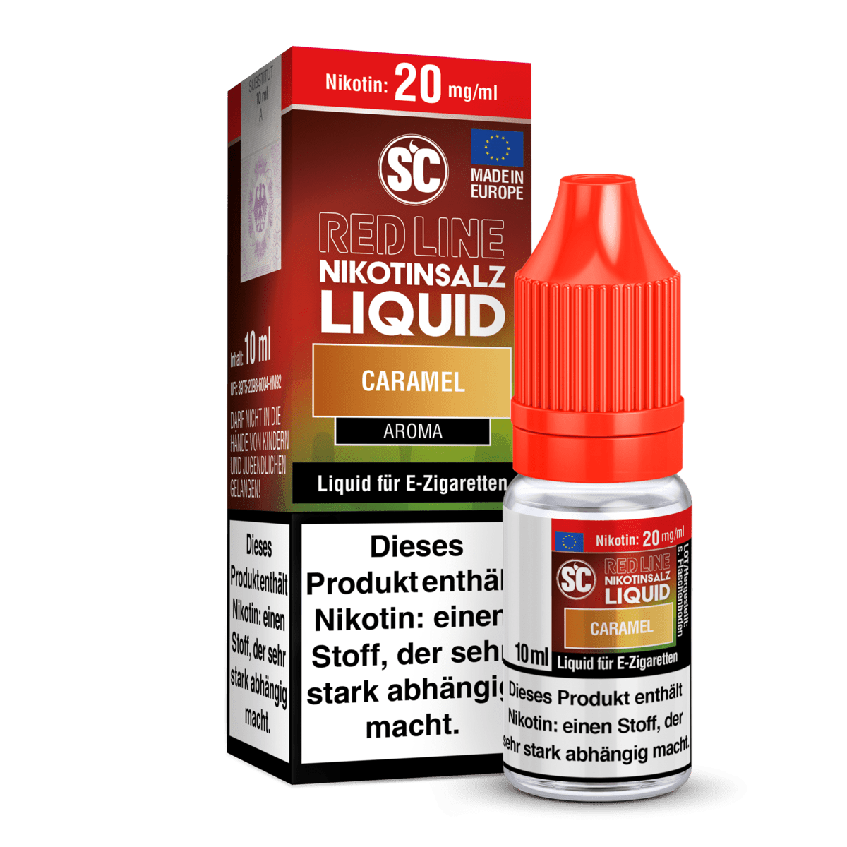 SC Liquids Red Line - Caramel (Karamell) 2% Nikotinsalz Liquid - EAN 4255606745688 - von vape-dealer.de