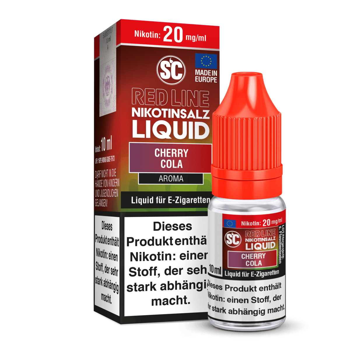 SC Liquids Red Line - Cherry Cola (Kirsche Cola) 2% Nikotinsalz Liquid - EAN 4255606728636 - von vape-dealer.de