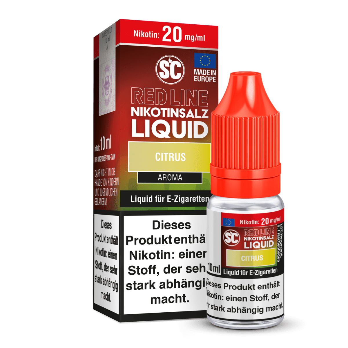 SC Liquids Red Line - Citrus (Zitrusfrucht) 2% Nikotinsalz Liquid - EAN 4255606728773 - von vape-dealer.de