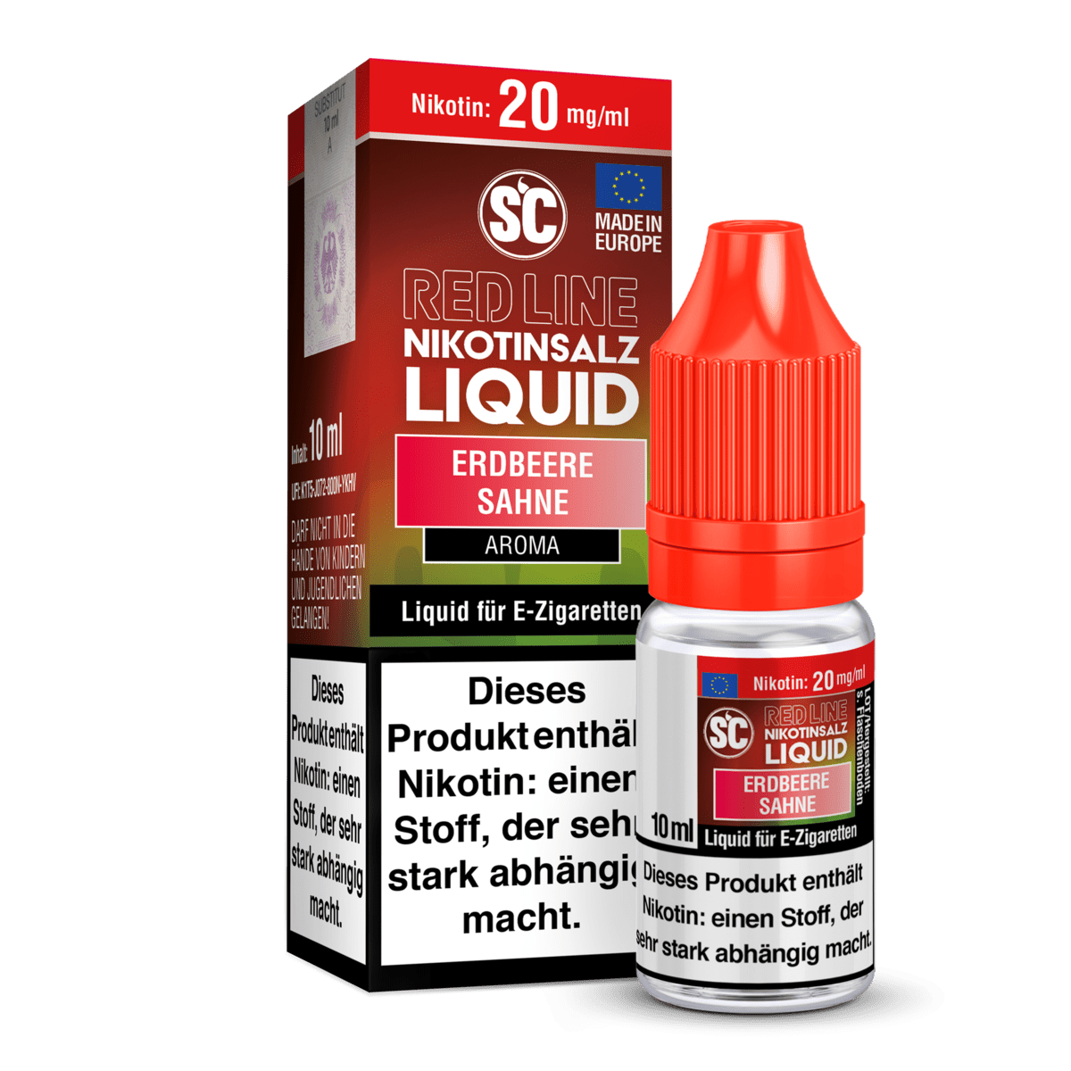 SC Liquids Red Line - Strawberry Cream (Erdbeere Sahne) 2% Nikotinsalz Liquid - EAN 4255606745695 - von vape-dealer.de