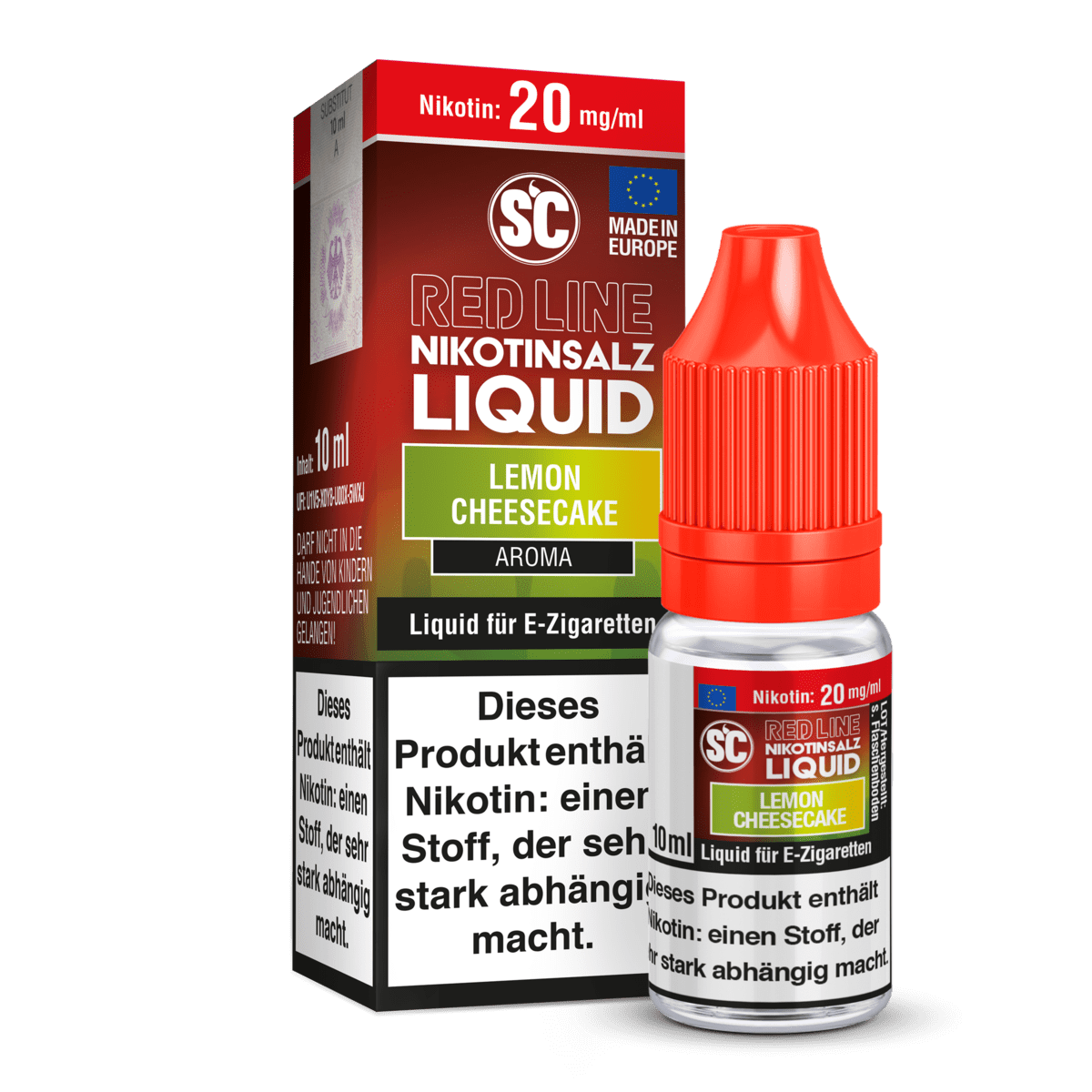 SC Liquids Red Line - Lemon Cheesecake (Zitrone Käsekuchen) 2% Nikotinsalz Liquid - EAN 4255606787183 - von vape-dealer.de