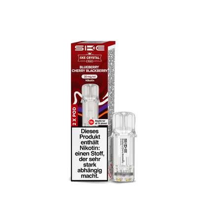 Alt Tag: Crystal Plus Pod Set mit Blueberry Cherry Blackberry Geschmack, 2er Pack, verführerisches Beerenaroma für Dampfer.