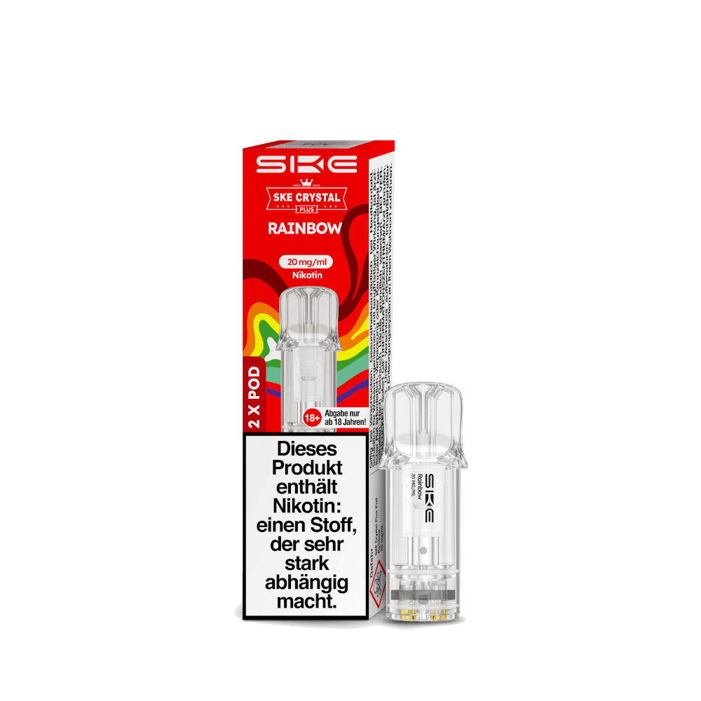 Alt Tag: Entdecke den Crystal Plus Pod Rainbow mit Bonbongeschmack. Perfekt für bunte und süße Dampferlebnisse. 2er Set für dich.
