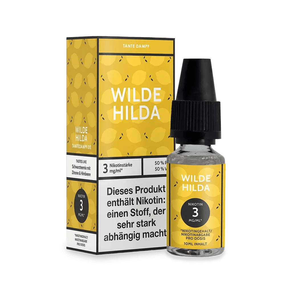 E-Liquid Wilde Hilda - Schwarzer Tee mit Zitrone und Himbeere. Fruchtiger Dampfgenuss für Teeliebhaber.