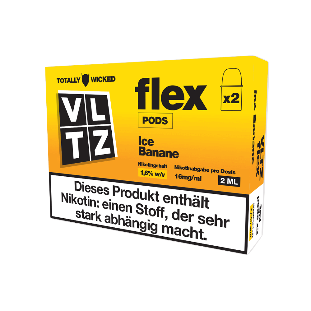 Totally Wicked VLTZ Flex Pod (2er Set) - Banana Ice (Banane Menthol) Einweg Pod-System - EAN 5056236012152 - von vape-dealer.de