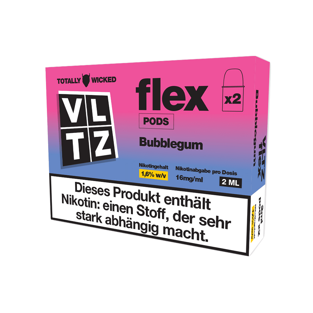 Totally Wicked VLTZ Flex Pod (2er Set) - Bubblegum (Kaugummi) Einweg Pod-System - EAN 5056236012183 - von vape-dealer.de