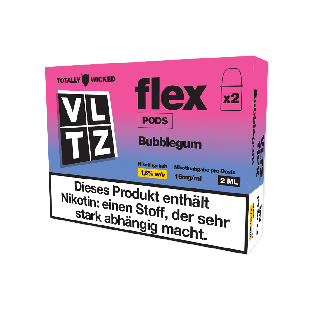 VLTZ Flex Pod 2er Set Bubblegum, erlebe den süßen Geschmack von Kaugummi, ideal für langanhaltenden Dampfgenuss.