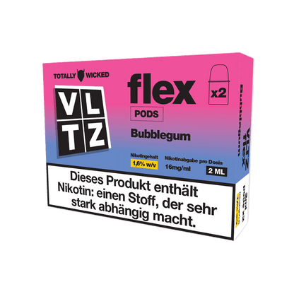VLTZ Flex Pod 2er Set Bubblegum, erlebe den süßen Geschmack von Kaugummi, ideal für langanhaltenden Dampfgenuss.
