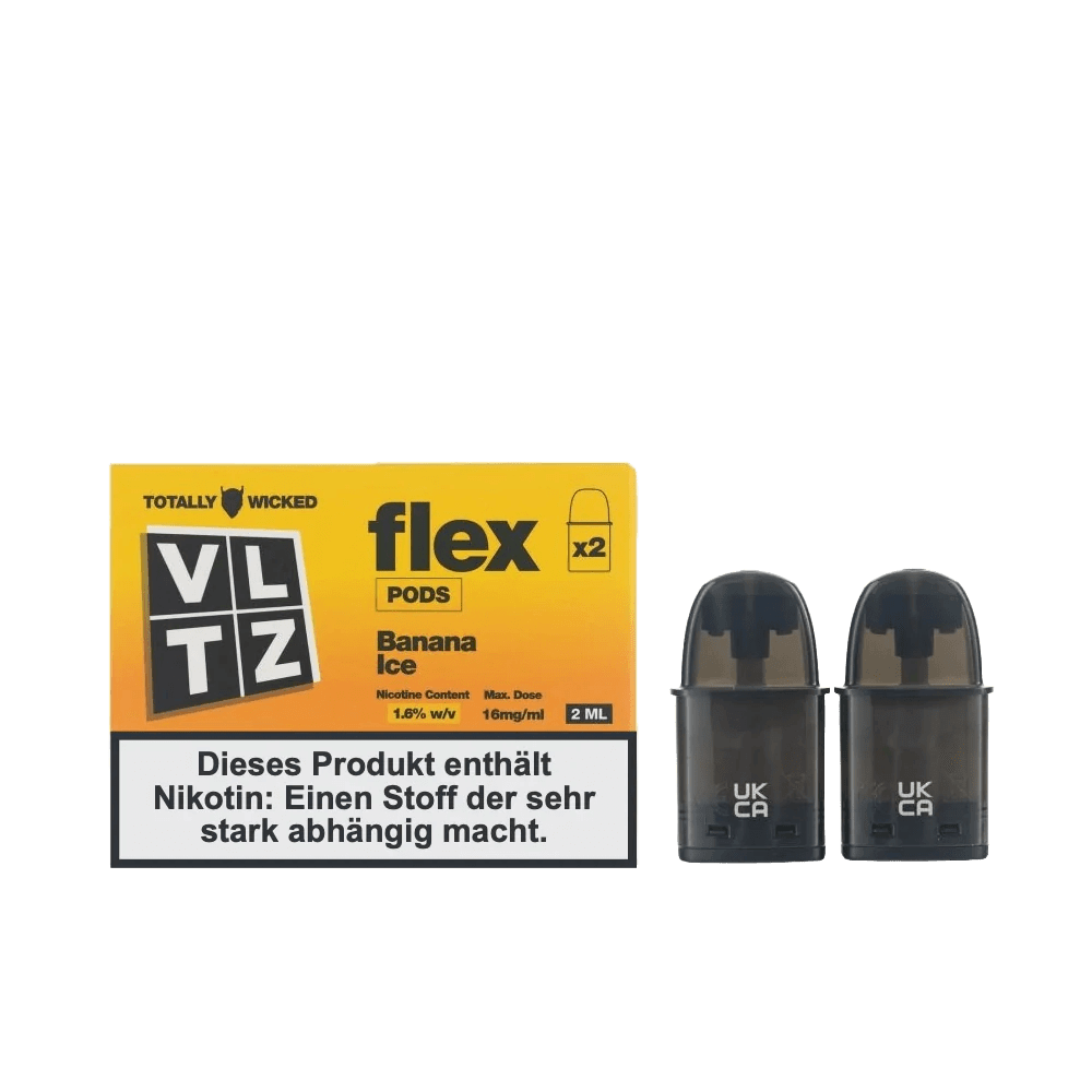 Totally Wicked VLTZ Flex Pod (2er Set) - Banana Ice (Banane Menthol) Einweg Pod-System - EAN 5056236012152 - von vape-dealer.de