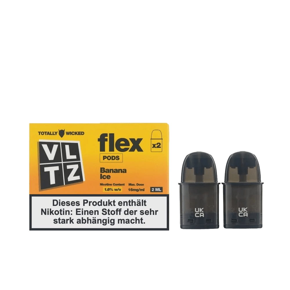 Totally Wicked VLTZ Flex Pod (2er Set) - Banana Ice (Banane Menthol) Einweg Pod-System - EAN 5056236012152 - von vape-dealer.de
