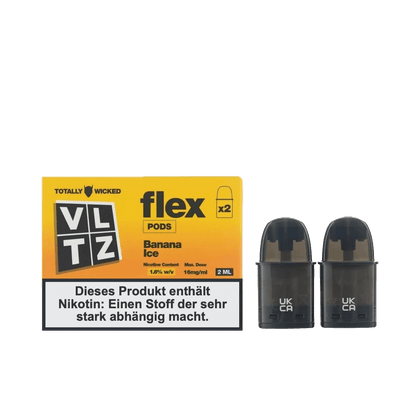 Totally Wicked VLTZ Flex Pod (2er Set) - Banana Ice (Banane Menthol) Einweg Pod-System - EAN 5056236012152 - von vape-dealer.de