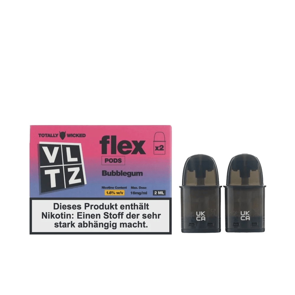 Alt Tag: VLTZ Flex Pod 2er Set - Kaugummi-Geschmack, erlebe den süßen Klassiker für langanhaltenden Dampfgenuss.
