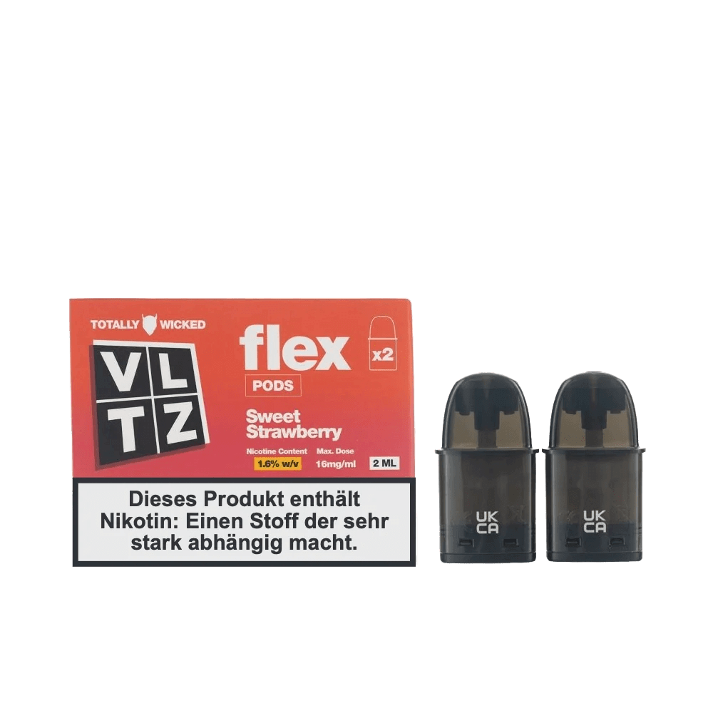 VLTZ Flex Pod 2er Set - Sweet Strawberry von Totally Wicked, ideal für süße Dampferlebnisse mit natürlichem Erdbeeraroma.