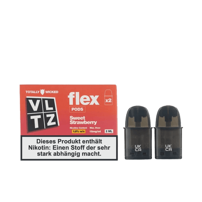VLTZ Flex Pod 2er Set - Sweet Strawberry von Totally Wicked, ideal für süße Dampferlebnisse mit natürlichem Erdbeeraroma.