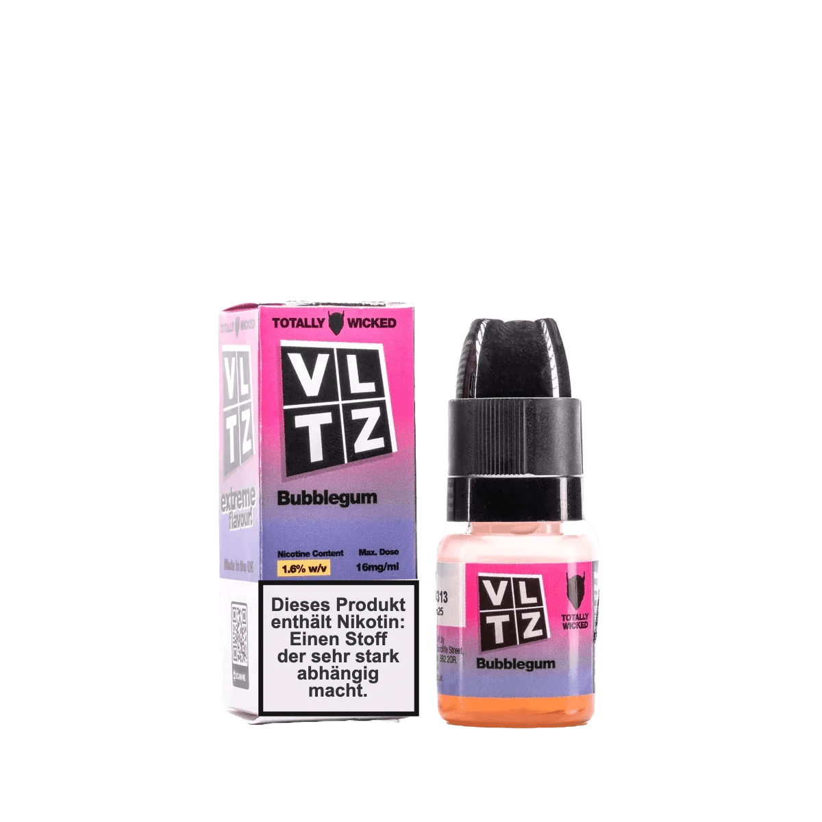 Totally Wicked VLTZ - Bubblegum (Kaugummi) 1.6% Nikotinsalz Liquid - EAN 5056236012770 - von vape-dealer.de