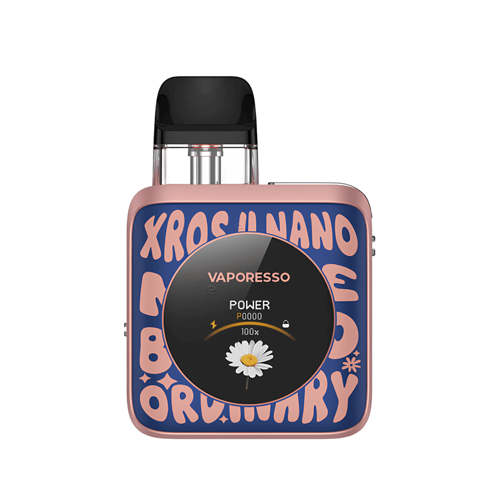 Vaporesso XROS 4 Nano Kit in Pop-Art Farben, kräftiges Blau und lebendiges Rosa, verspieltes Design inspiriert von moderner Kunst.