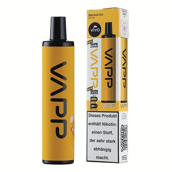 Vivo Vapp 800 - Banana Ice (Banane Menthol) Einweg-Vape - EAN 5904183118918 - von vape-dealer.de