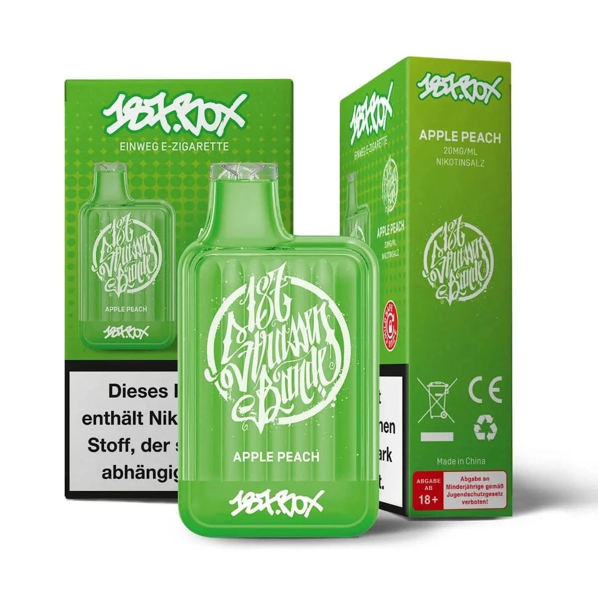 187 Box Apple Peach E-Zigarette, fruchtige Mischung aus Apfel und Pfirsich, erfrischender Genuss für deinen Alltag.