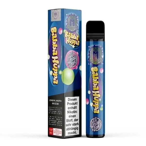 187 Strassenbande Babba Huppa E-Zigarette mit Himbeer-Kaugummi Geschmack, verpackt im farbenfrohen Design. Entdecke den Kindheitszauber neu.
