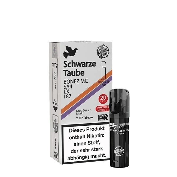 187 Pod AMG Schwarze Taube Einweg-Vape mit Traube und Mentholgeschmack, ideal für erfrischendes Dampfen.