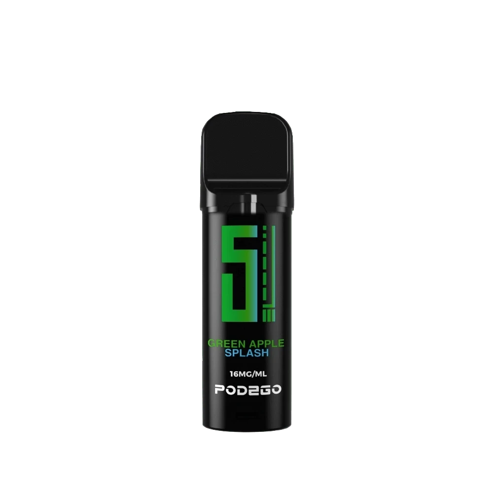 5EL Pod2Go in Green Apple Splash, erlebe den spritzigen, frischen Geschmack grüner Äpfel bei jedem Zug.